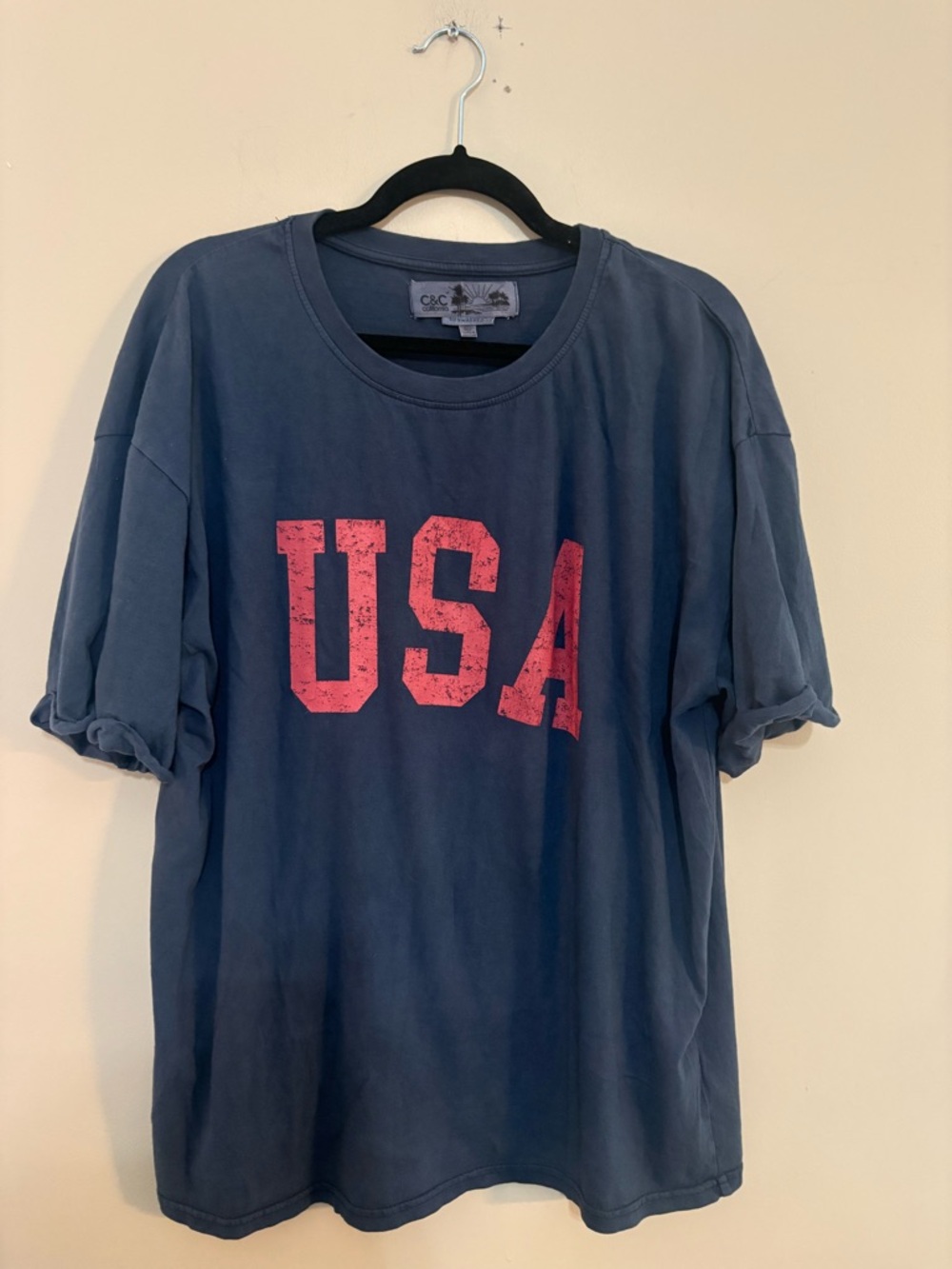 C&C California Navy Short Sleeve Tee with Red USA Graphic
